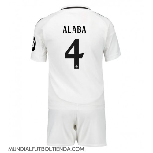 Camiseta Real Madrid David Alaba #4 Primera Equipación Replica 2024-25 para niños mangas cortas (+ Pantalones cortos)